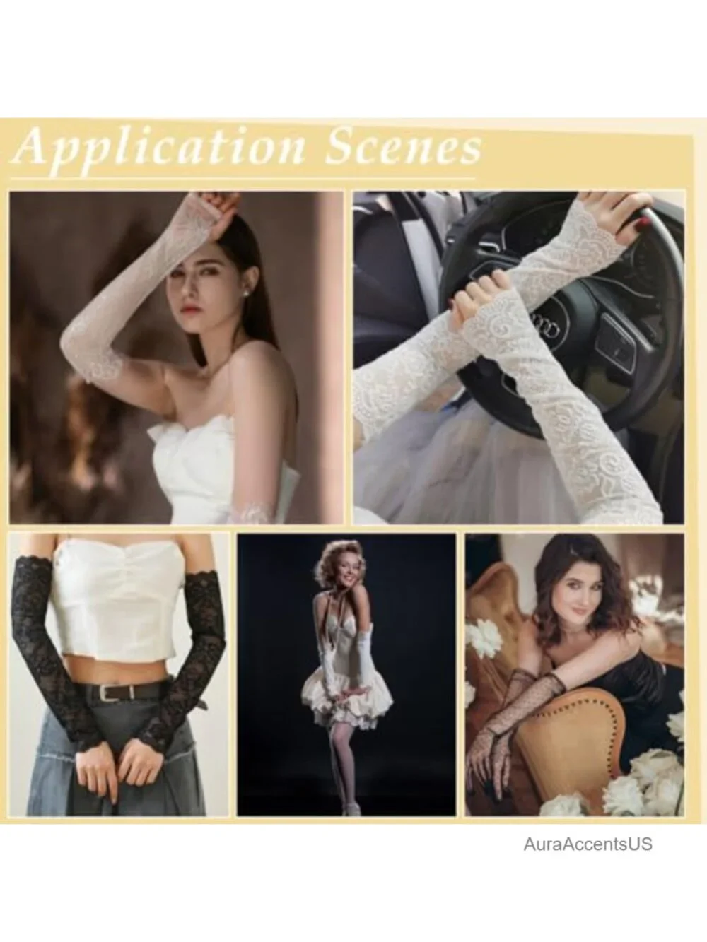 Detachable Long Tulle Gloves Gothic Wedding Dress Sleeves Chiffon Lace Arm